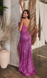 Sequined Plunging V-Neck Prom Gown